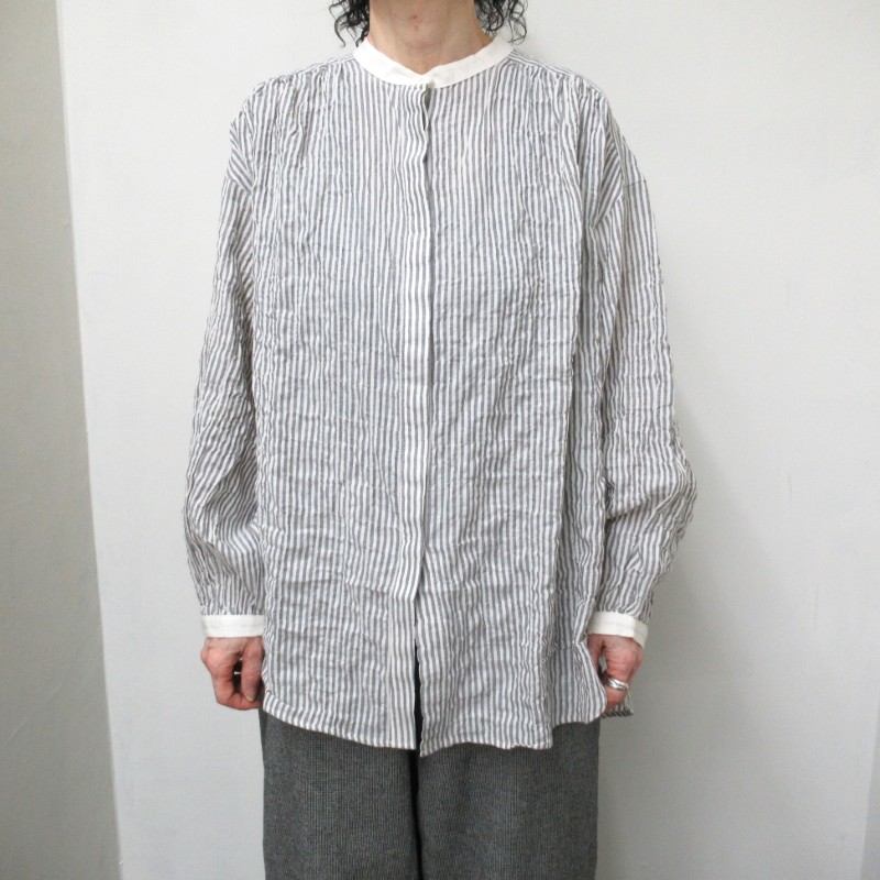 DAYS バンドカラーヘリンボーンシャーリングシャツ 56792 /ストライプ07 【日本製】